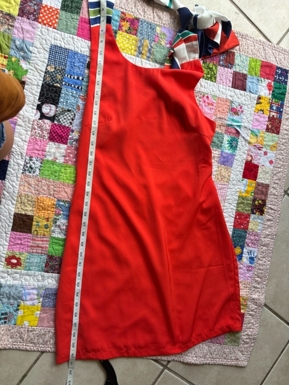 Lulu's Vibrant Orange Backless Shift Dress with Striped Bow - Picture 10 of 10